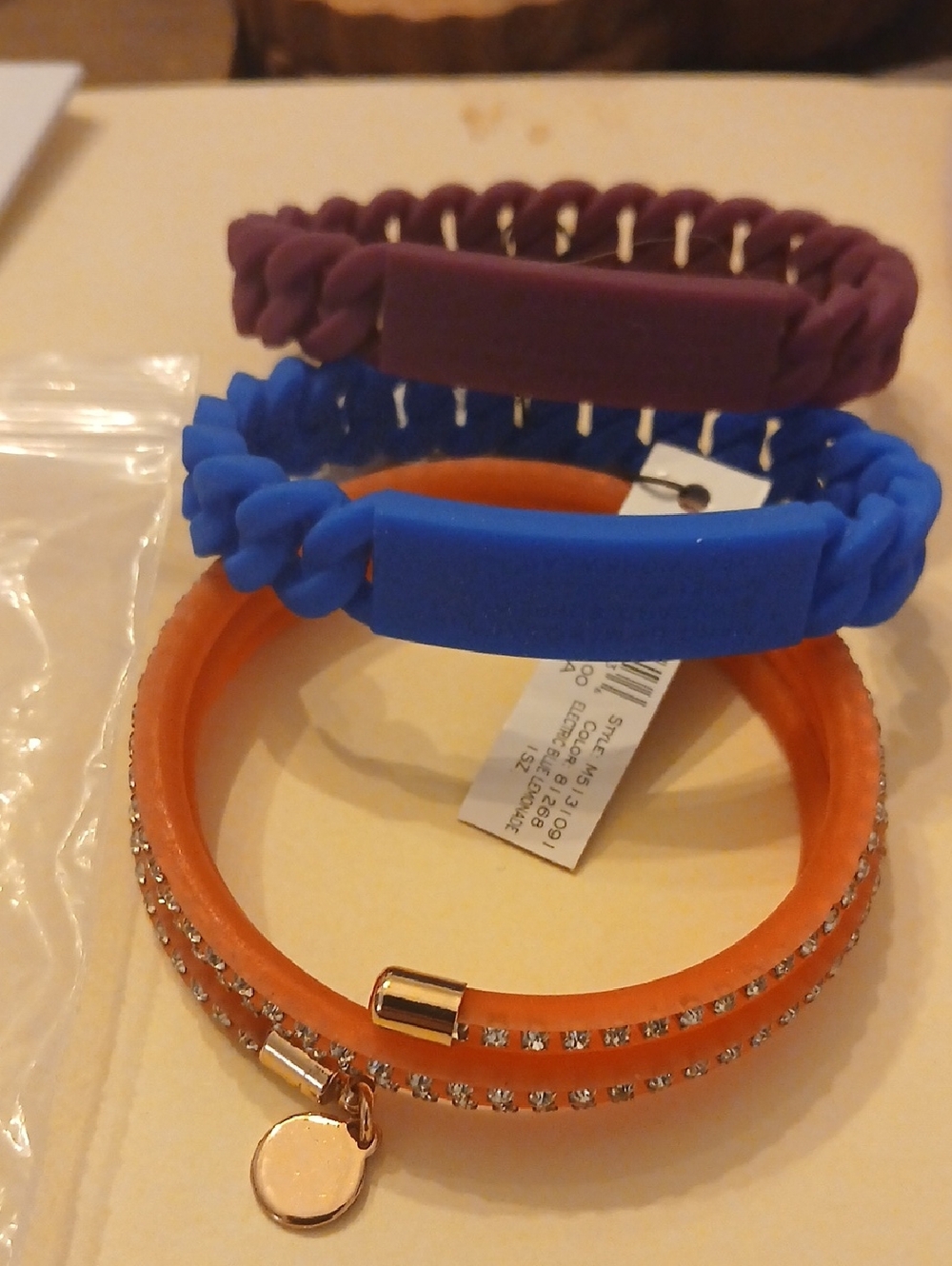 Marc Jacobs Women’s Braided and Charm Silicone Bracelet Set -Blue, Purple Orange